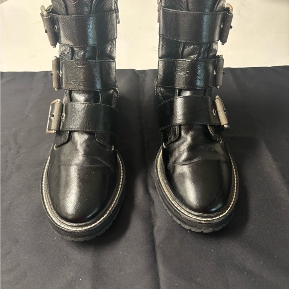 rag & bone Black Triple Buckle Combat Boots - Picture 3 of 10